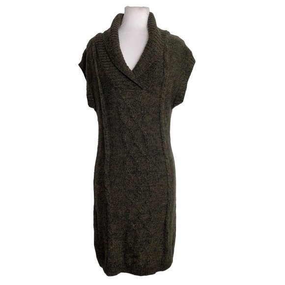 Pink Rose Dresses & Skirts - Pink Rose Womens Sweater Dress Size Small Brown Cowl Neck Short Sleeves Knit